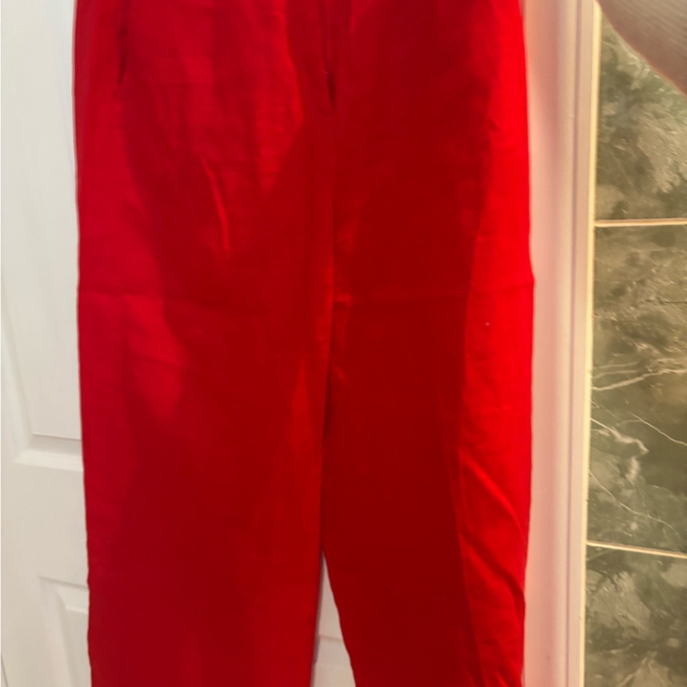 J. Crew Women's Linen Red Wide Leg Pants